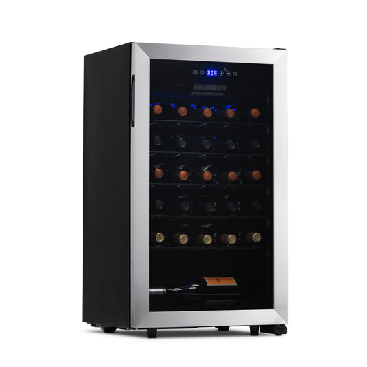 Newair Freestanding 33 Bottle Compressor Wine Fridge in Stainless Steel, Adjustable Racks NWC033SS01-Wine Fridges-The Wine Cooler Club