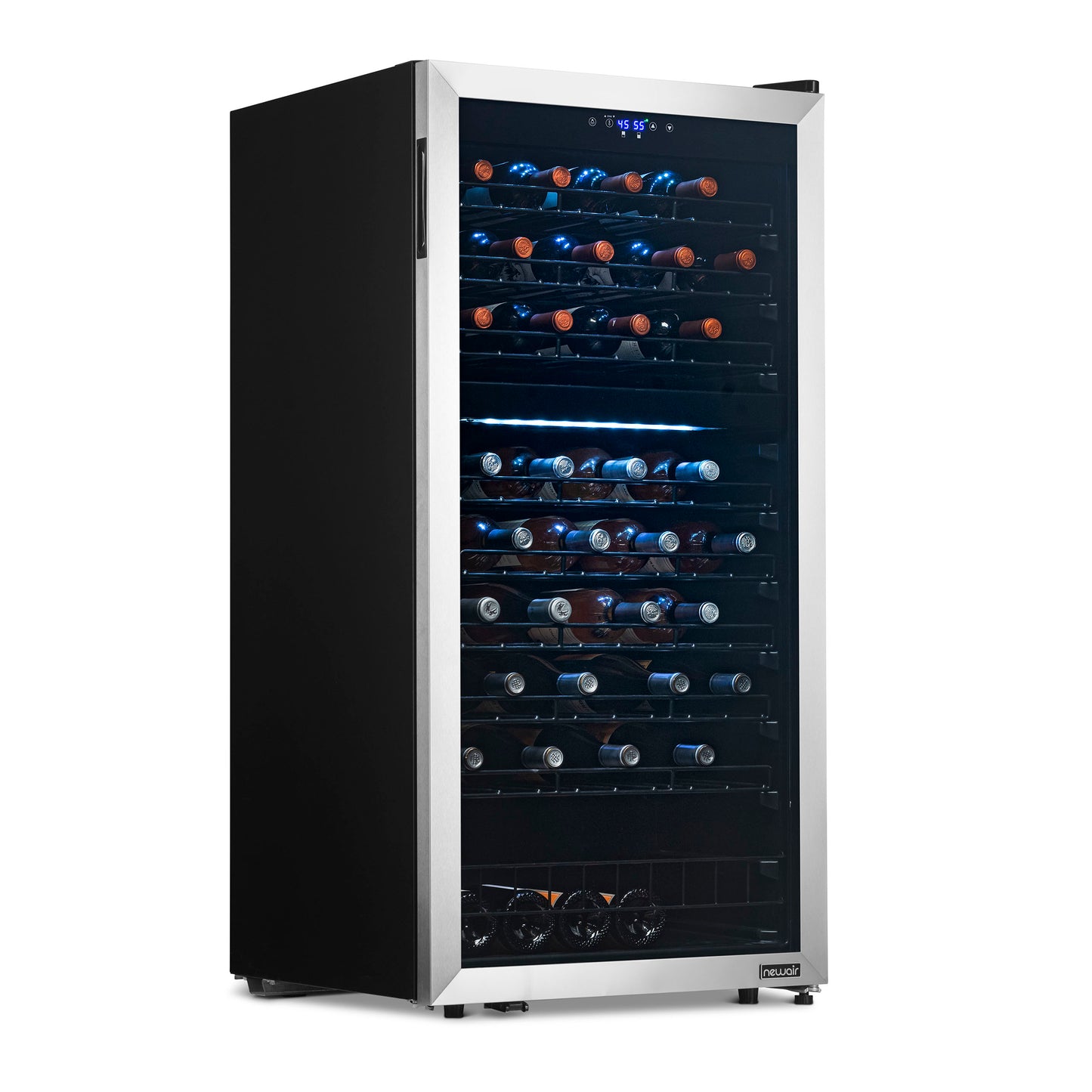 Newair Freestanding 76 Bottle Dual Zone Wine Fridge with Low-Vibration Ultra-Quiet Inverter Compressor and Adjustable Racks NWC076SS00-Wine Fridges-The Wine Cooler Club