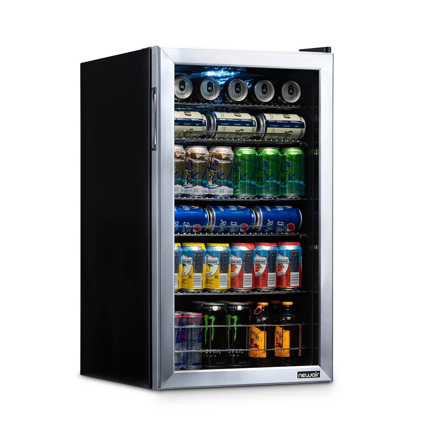 Newair 126 Can Freestanding Beverage Fridge in Stainless Steel with Adjustable Shelves AB-1200-Beverage Fridges-The Wine Cooler Club