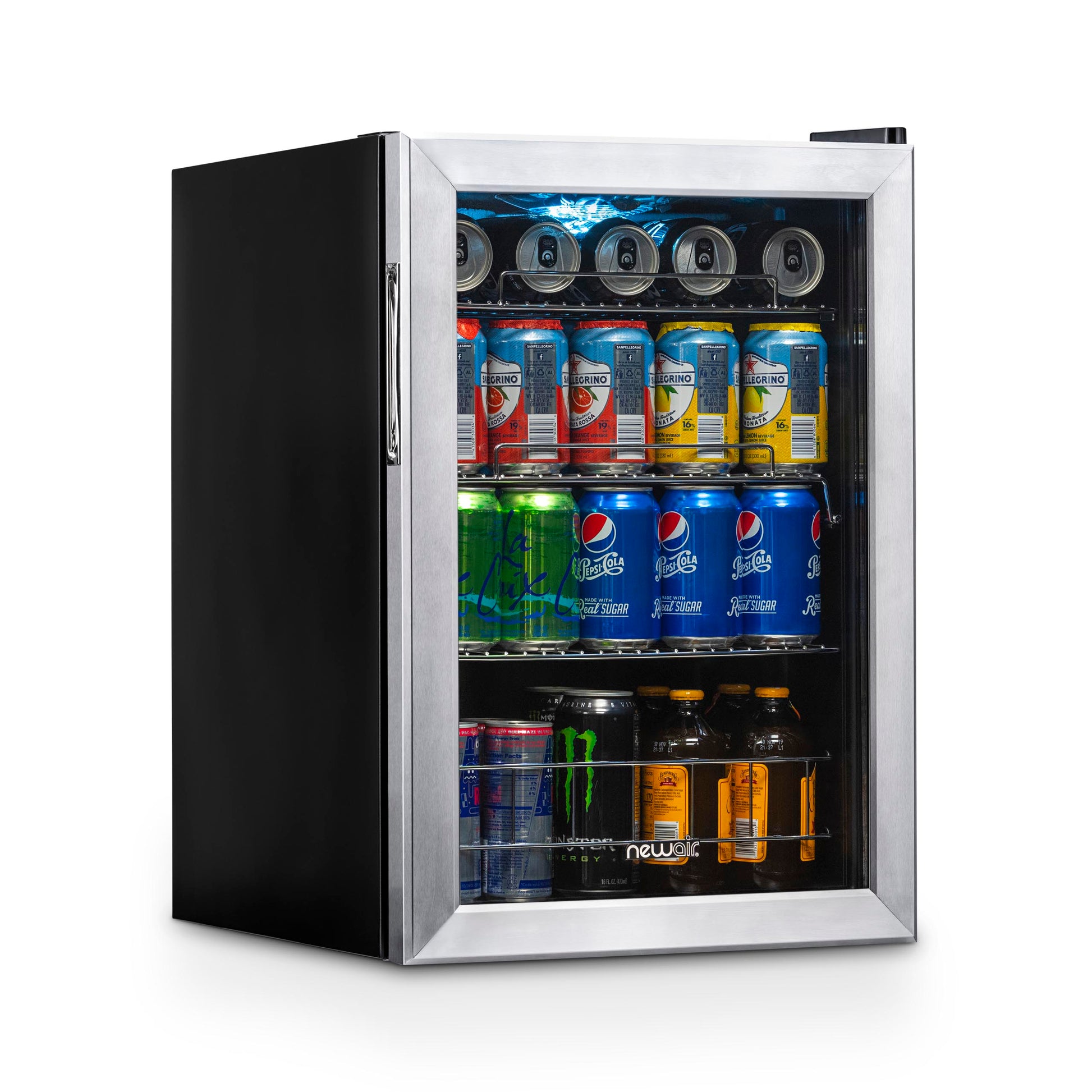 Newair 100 Can Beverage Fridge with Glass Door, Small Freestanding Mini  Fridge in Stainless Steel