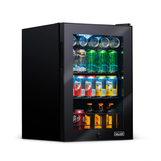 Newair 90 Can Freestanding Beverage Fridge in Onyx Black, with Adjustable Shelves and Lock AB-850B-Beverage Fridges-The Wine Cooler Club