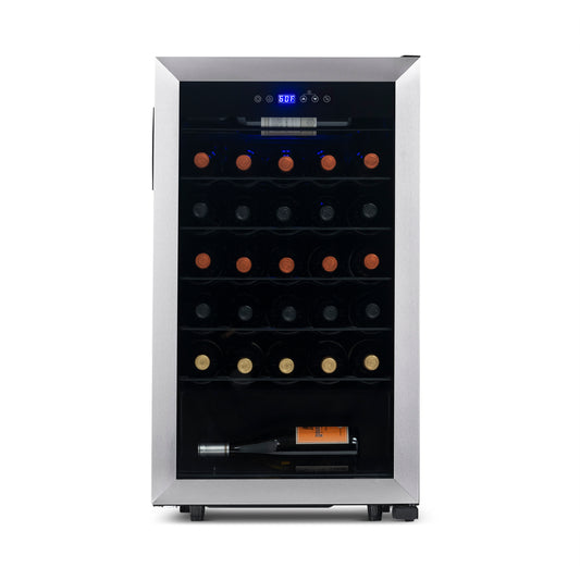 Newair Freestanding 33 Bottle Compressor Wine Fridge in Stainless Steel, Adjustable Racks NWC033SS01-Wine Fridges-The Wine Cooler Club