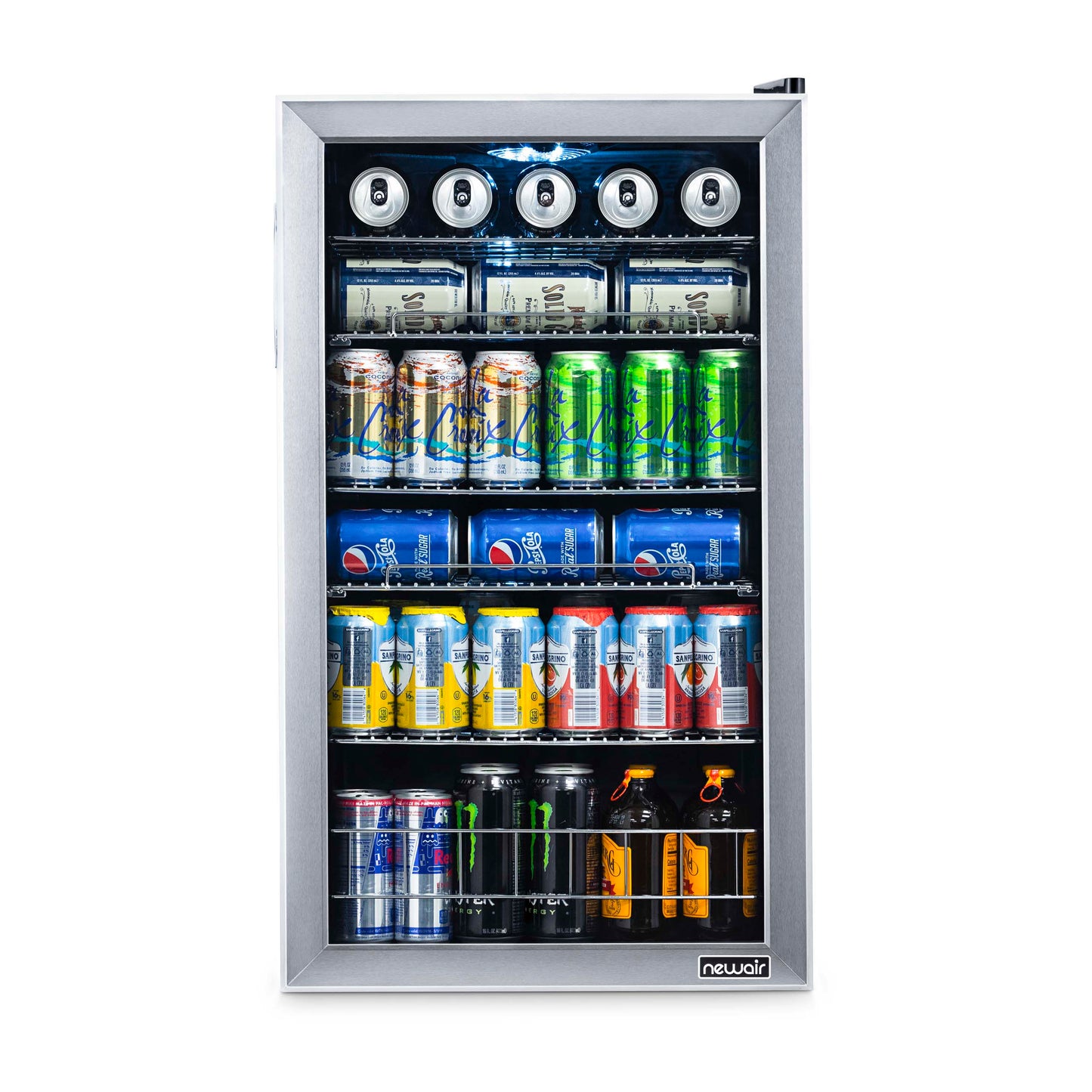 Newair 126 Can Freestanding Beverage Fridge in Stainless Steel with Adjustable Shelves AB-1200-Beverage Fridges-The Wine Cooler Club