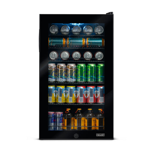 Newair 126 Can Freestanding Beverage Fridge in Onyx Black with Adjustable Shelves AB-1200B-Beverage Fridges-The Wine Cooler Club