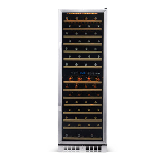 Newair 27” Built-in 160 Bottle Dual Zone Compressor Wine Fridge in Stainless Steel, Quiet Operation with Smooth Rolling Shelves AWR-1600DB-Wine Fridges-The Wine Cooler Club