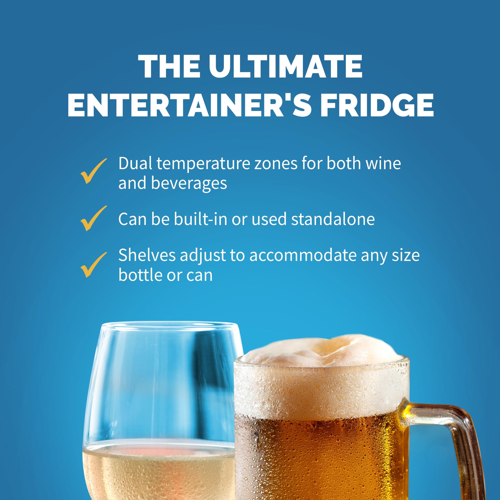Newair 24” Built-in Dual Zone 18 Bottle and 58 Can Wine and Beverage Fridge in Stainless Steel with Chrome Shelves AWB-360DB-Wine and Beverage Fridges-The Wine Cooler Club