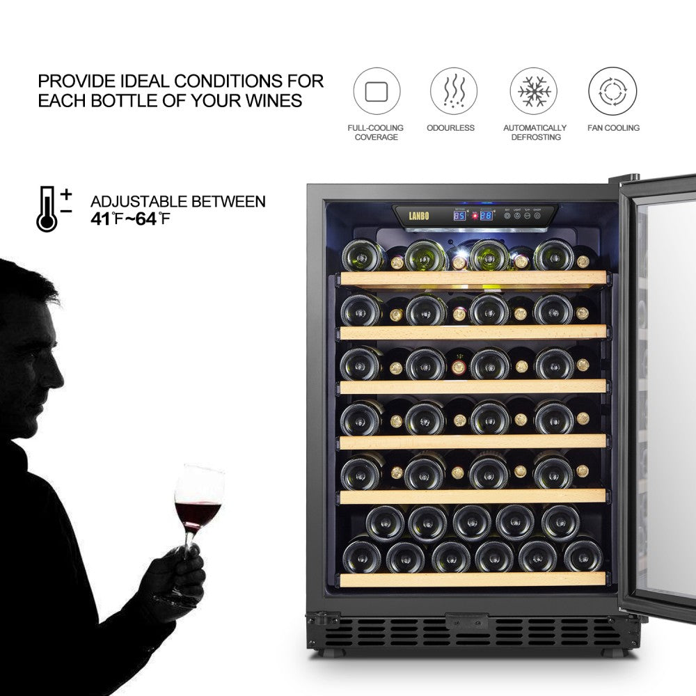 LANBO 52 BOTTLE SINGLE ZONE WINE COOLER LW52S-Wine Coolers-The Wine Cooler Club