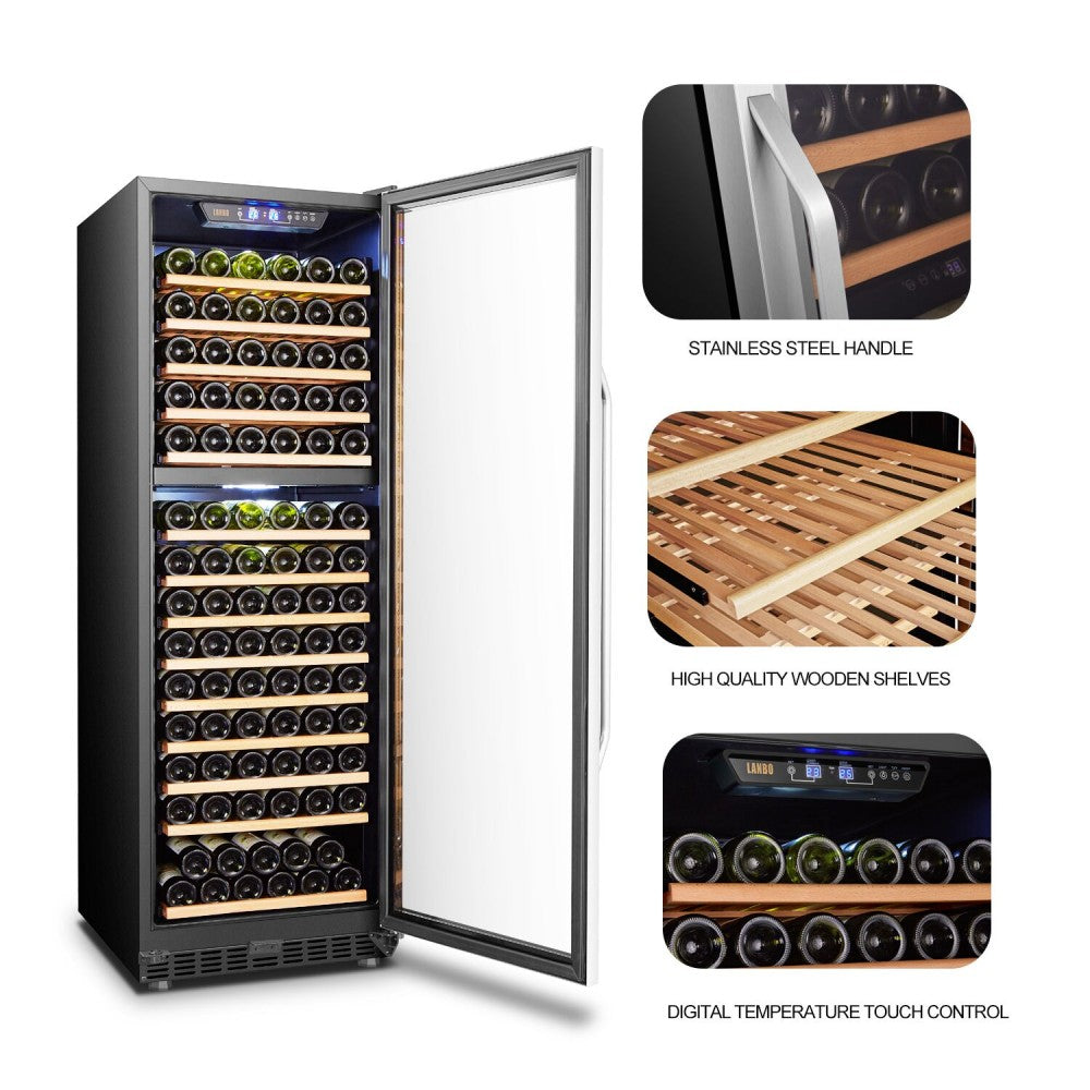 LANBO 160 BOTTLE DUAL ZONE WINE COOLER LW165D-Wine Coolers-The Wine Cooler Club