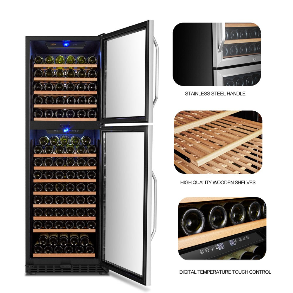 LANBO 162 BOTTLE DUAL DOOR WINE COOLER LW162DD-Wine Coolers-The Wine Cooler Club