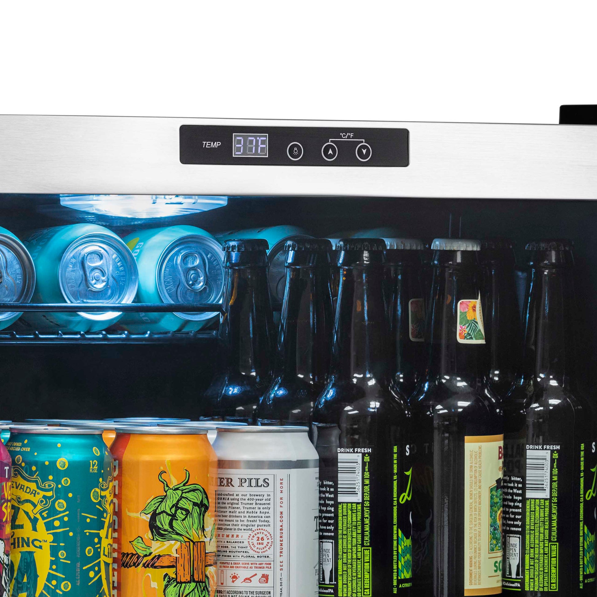 Newair 160 Can Freestanding Beverage Fridge in Stainless Steel with SplitShelf™ NBC160SS00-Beverage Fridges-The Wine Cooler Club