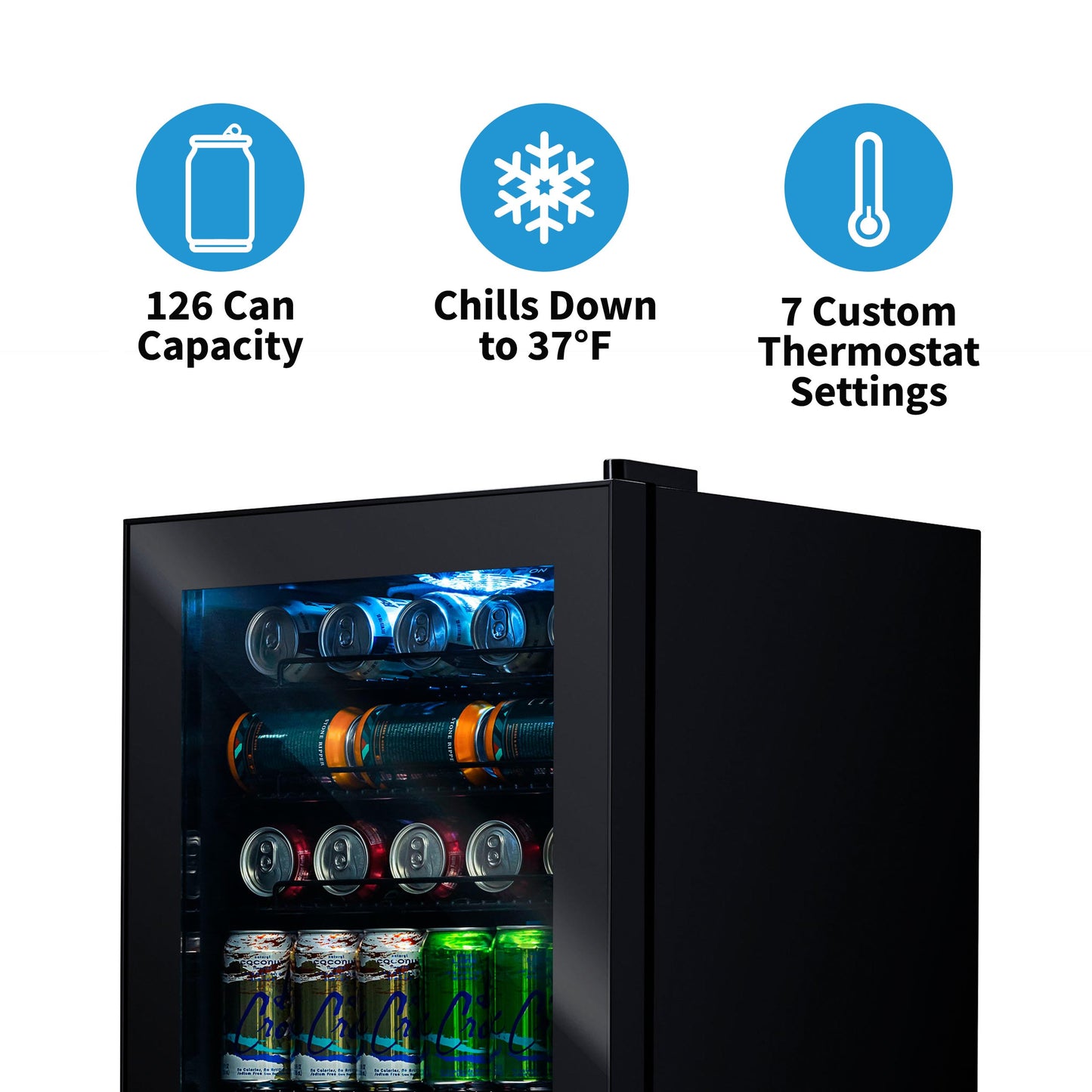 Newair 126 Can Freestanding Beverage Fridge in Onyx Black with Adjustable Shelves AB-1200B-Beverage Fridges-The Wine Cooler Club
