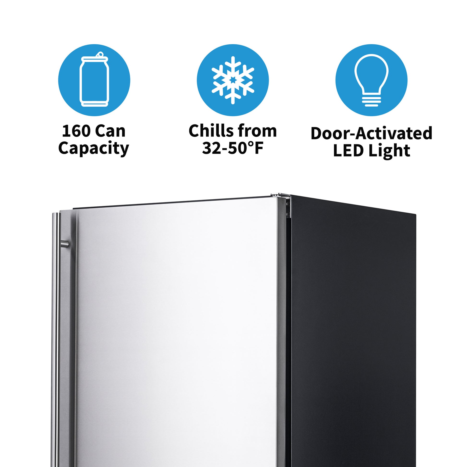 Newair 24” Built-in 160 Can Outdoor Beverage Fridge in Weatherproof Stainless Steel with Auto-Closing Door and Easy Glide Casters NOF160SS00-Beverage Fridges-The Wine Cooler Club