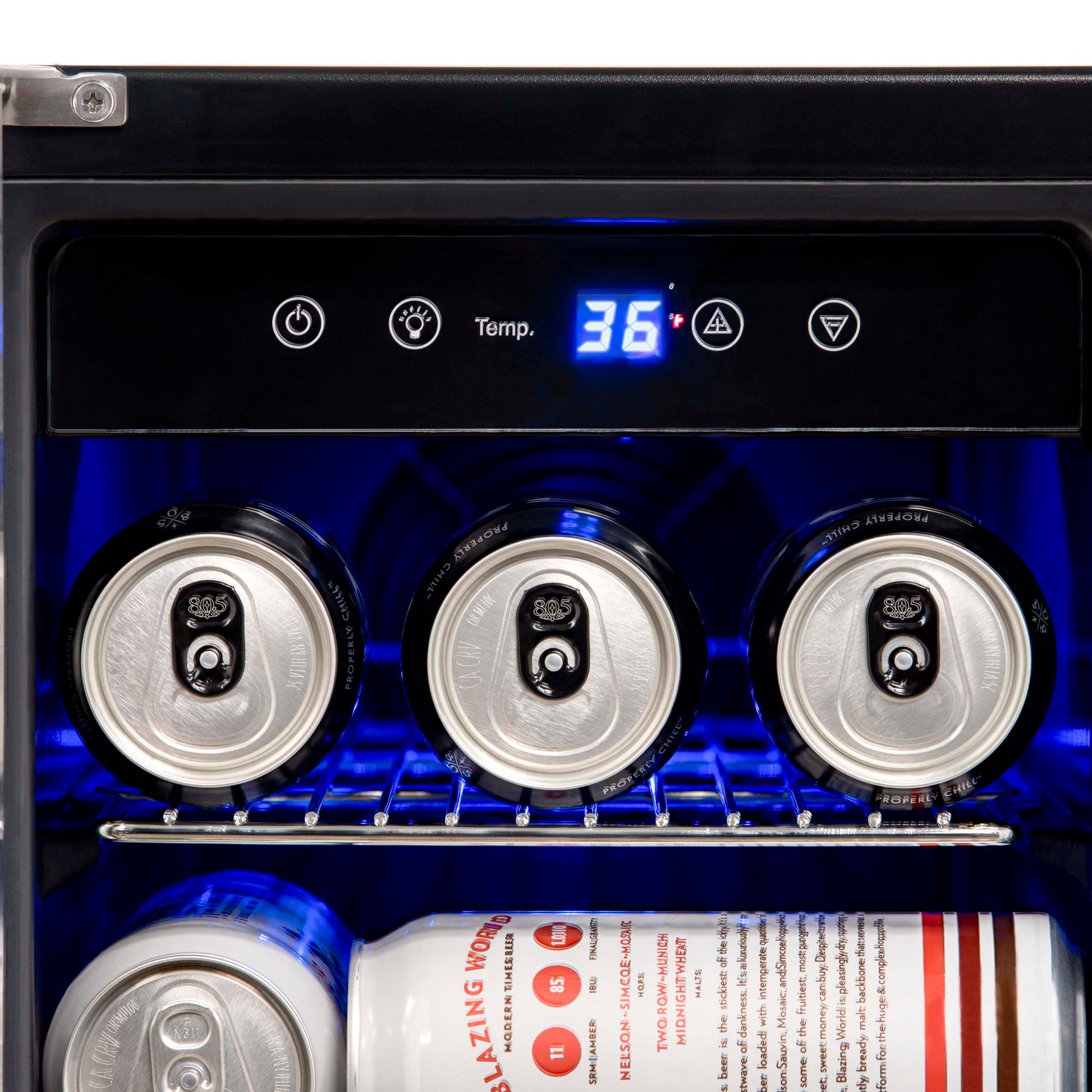 Newair 24” Built-in Dual Zone 18 Bottle and 58 Can Wine and Beverage Fridge in Stainless Steel with Chrome Shelves AWB-360DB-Wine and Beverage Fridges-The Wine Cooler Club