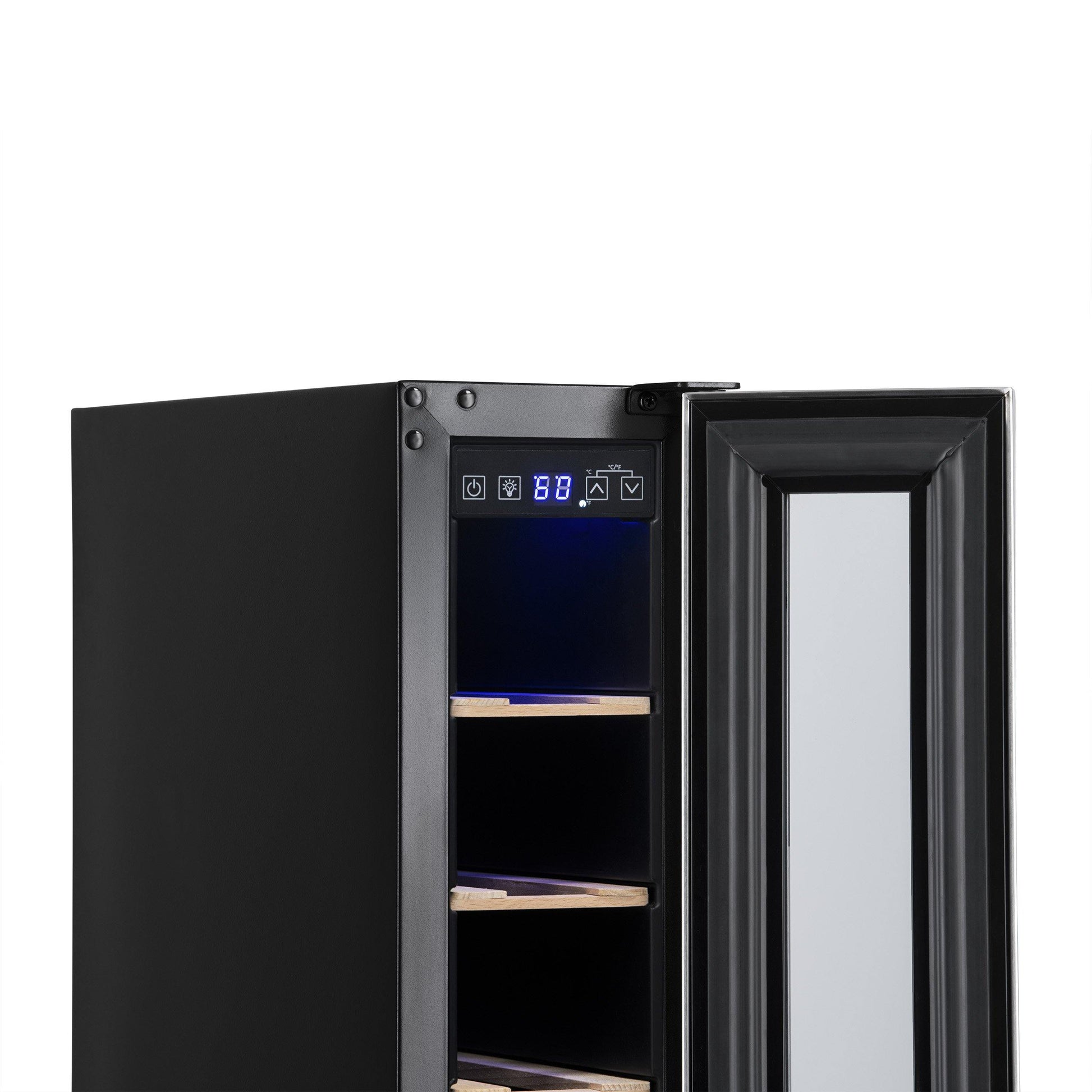 Newair 6" Built-In 7 Bottle Compressor Wine Fridge in Stainless Steel, Compact Size with Precision Digital Thermostat and Premium Beech Wood Shelves-Wine Fridges-The Wine Cooler Club
