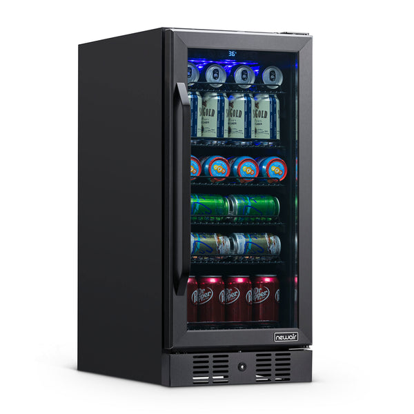 Newair 15” Built-in 96 Can Beverage Fridge in Black Stainless Steel NBC096BS00-Beverage Fridges-The Wine Cooler Club