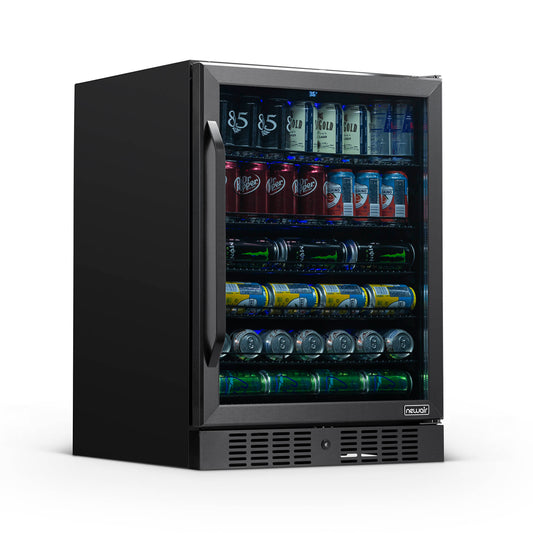 Newair 24” Built-in 177 Can Beverage Fridge in Black Stainless Steel NBC177BS00-Beverage Fridges-The Wine Cooler Club