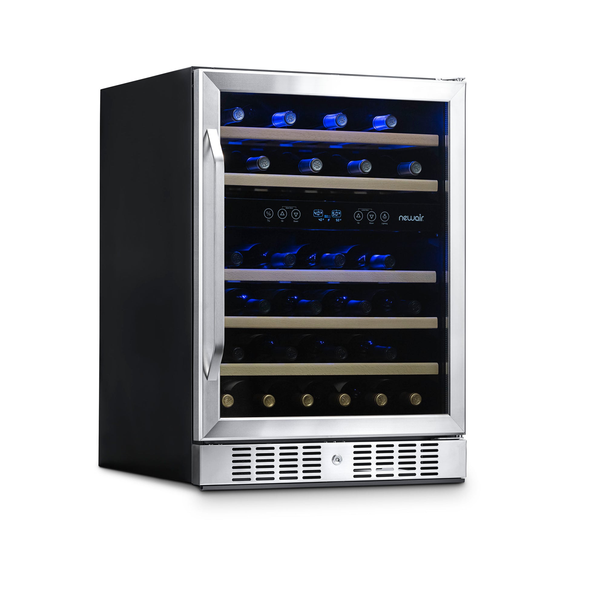 Newair 24” Built-in 46 Bottle Dual Zone Wine Fridge in Stainless Steel, Quiet Operation with Beech Wood Shelves AWR-460DB-Wine Fridges-The Wine Cooler Club