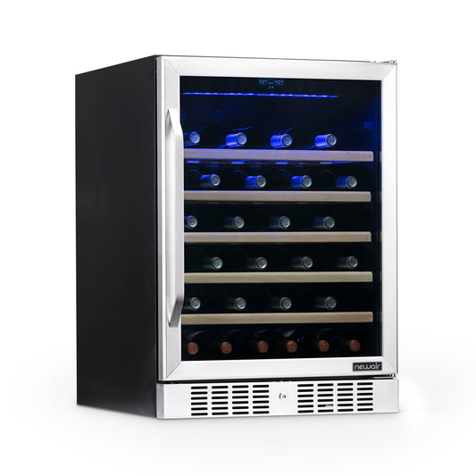 Newair 24" Built-In 52 Bottle Compressor Wine Fridge in Stainless Steel with Premium Beech Wood Shelves AWR-520SB-Wine Fridges-The Wine Cooler Club