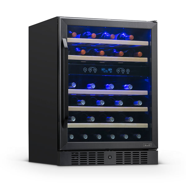 Newair 24” Built-in 46 Bottle Dual Zone Wine Fridge in Black Stainless Steel NWC046BS00-Wine Fridges-The Wine Cooler Club