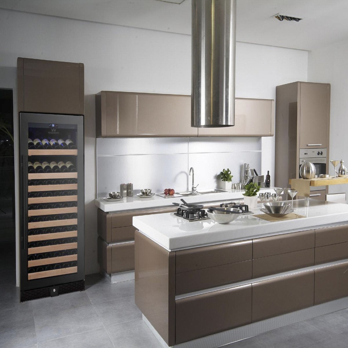 Kingsbottle 100 Bottle Kitchen Wine Refrigerator Freestanding KBU100WX-FG, RHH-Wine Coolers-The Wine Cooler Club