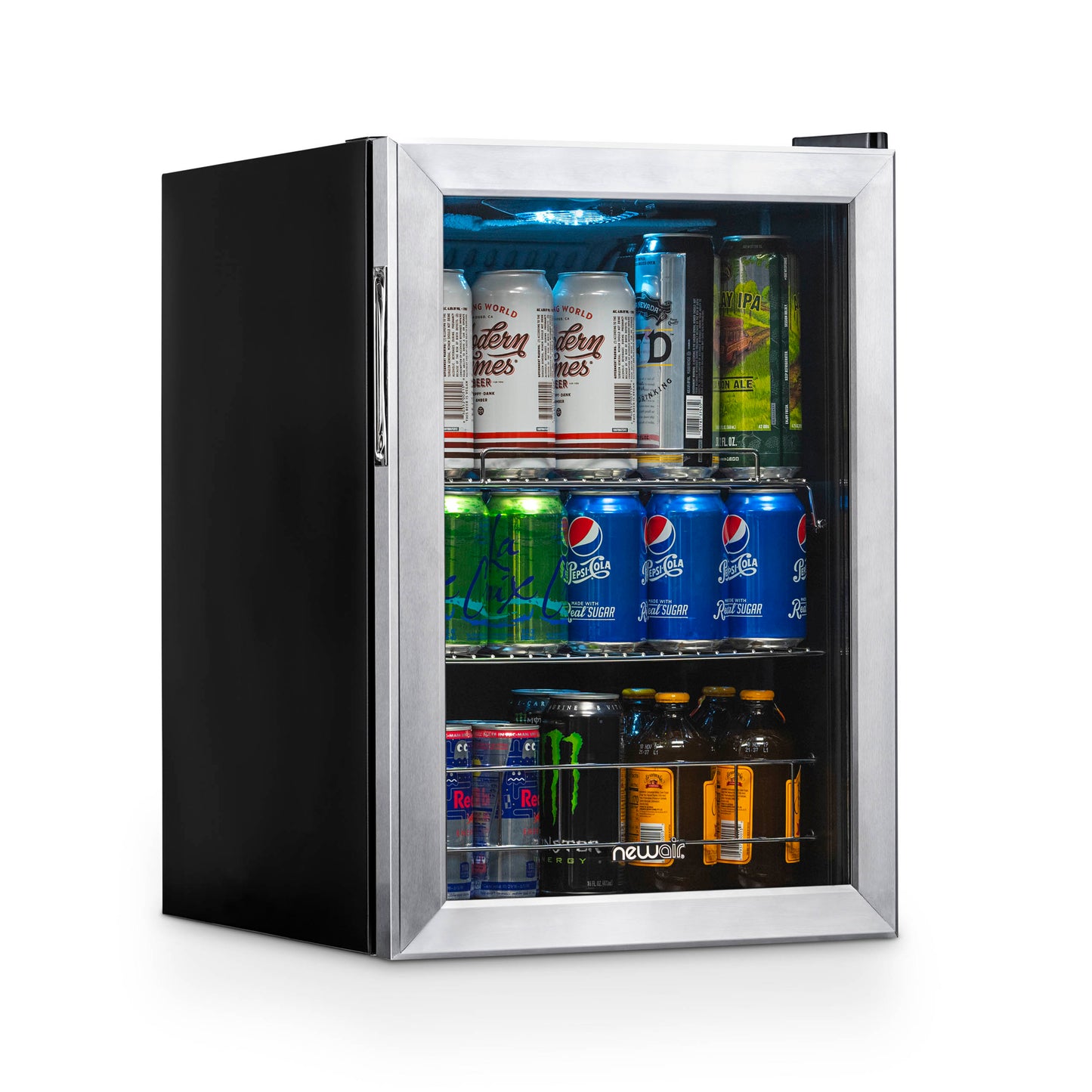 Newair 90 Can Freestanding Beverage Fridge in Stainless Steel, with Adjustable Shelves AB-850-Beverage Fridges-The Wine Cooler Club