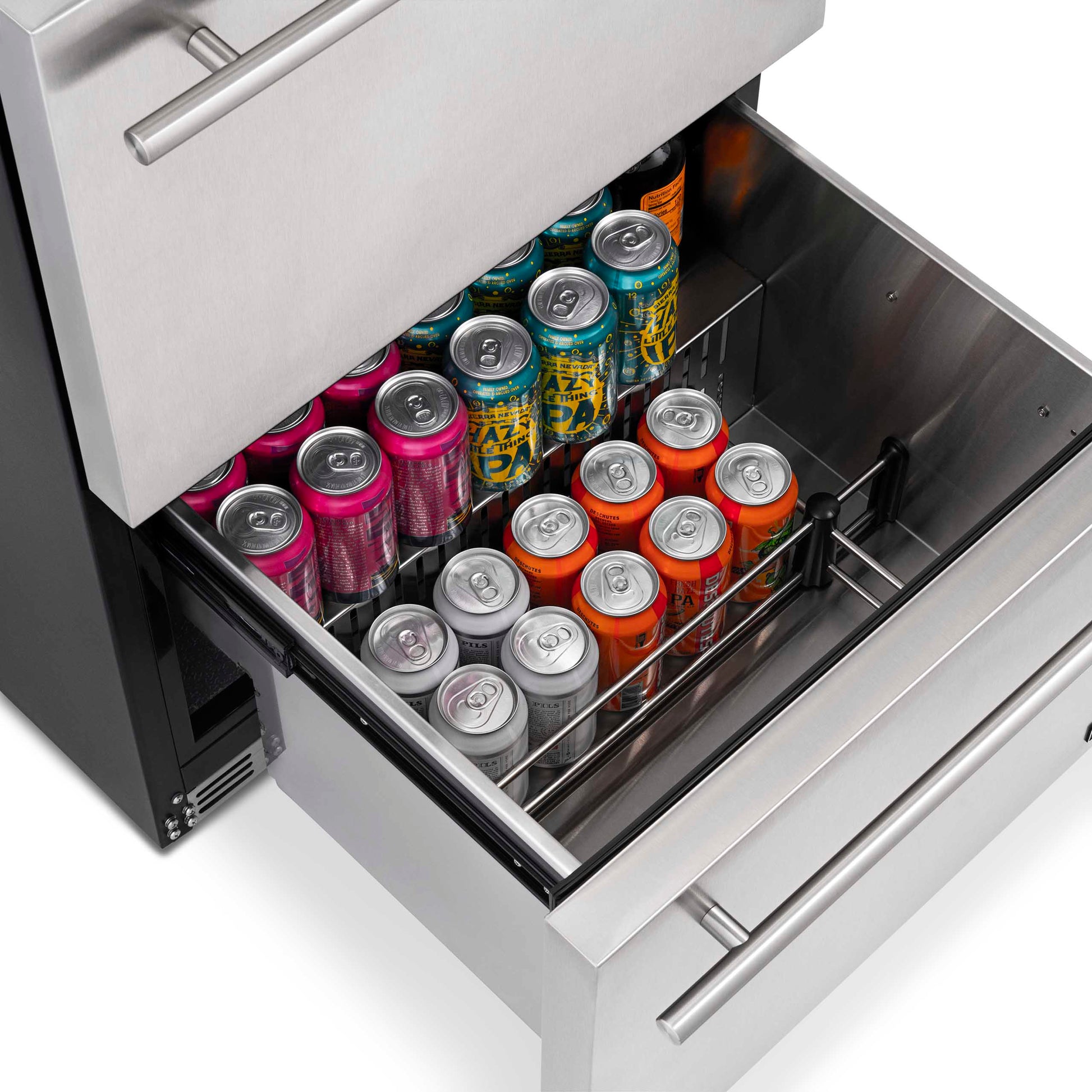 Newair 24” Outdoor Wine and Beverage Dual Drawer Fridge, 20 Bottle and 80 Can Capacity Built-in or Freestanding NOF100SS00-Beverage Fridges-The Wine Cooler Club