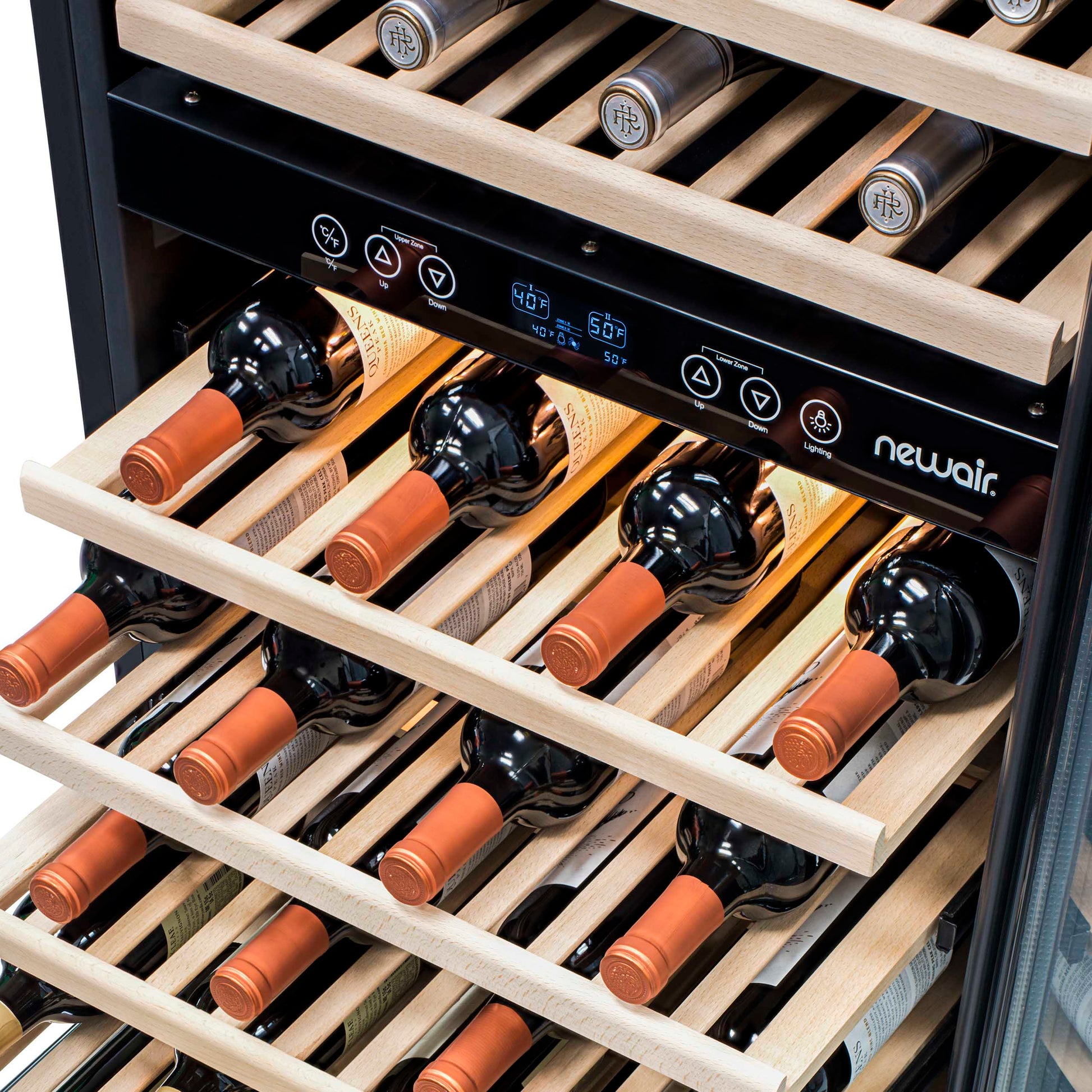 Newair 27” Built-in 116 Bottle Dual Zone Compressor Wine Fridge in Stainless Steel, Quiet Operation with Smooth Rolling Shelves AWR-1160DB-Wine Fridges-The Wine Cooler Club