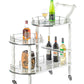 Wood Serving Bar Cart Tea Trolley with 3 Tier Shelves and Rolling Wheels QI003775-Wine Bottle Holders-The Wine Cooler Club