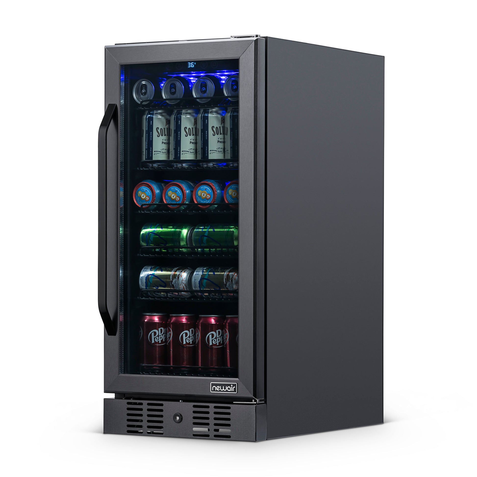 Newair 15” Built-in 96 Can Beverage Fridge in Black Stainless Steel NBC096BS00-Beverage Fridges-The Wine Cooler Club