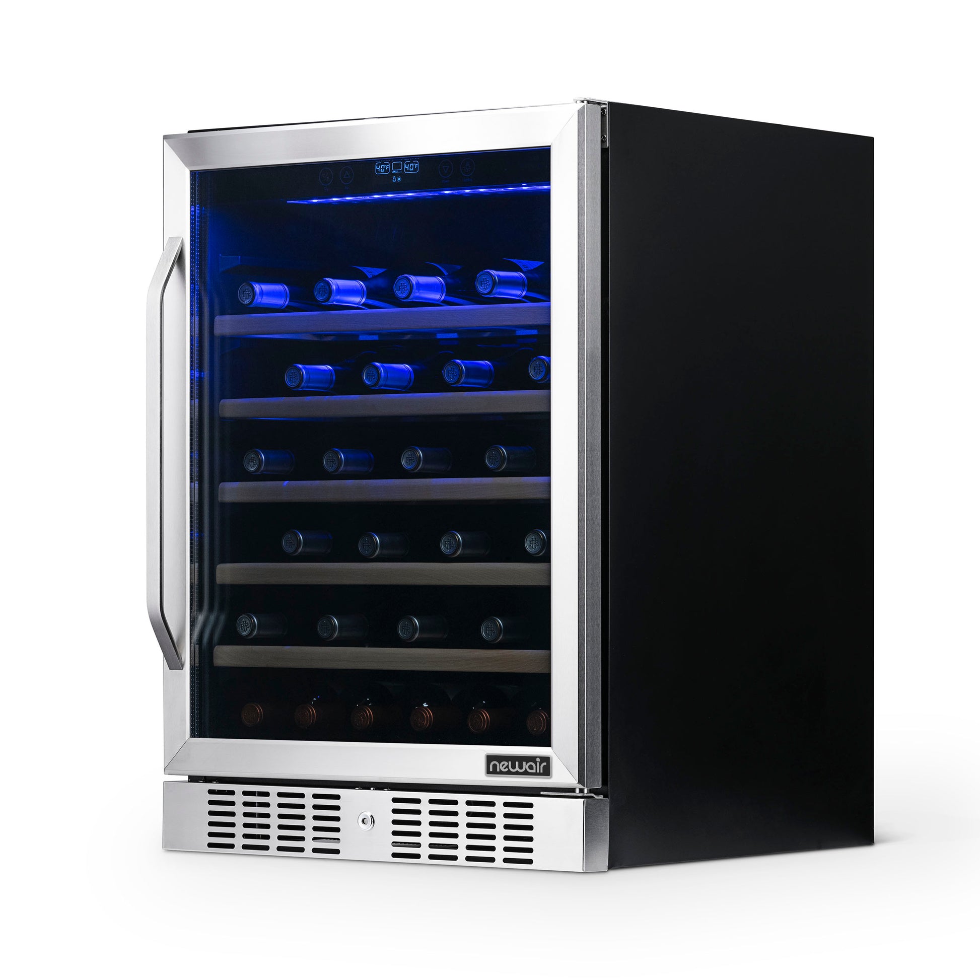 Newair 24" Built-In 52 Bottle Compressor Wine Fridge in Stainless Steel with Premium Beech Wood Shelves AWR-520SB-Wine Fridges-The Wine Cooler Club