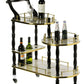 Wood Serving Bar Cart Tea Trolley with 3 Tier Shelves and Rolling Wheels QI003775-Wine Bottle Holders-The Wine Cooler Club