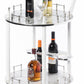 Round Wood Serving Bar Cart Tea Trolley with 2 Tier Shelves and Rolling Wheels QI003779-Wine Bottle Holders-The Wine Cooler Club