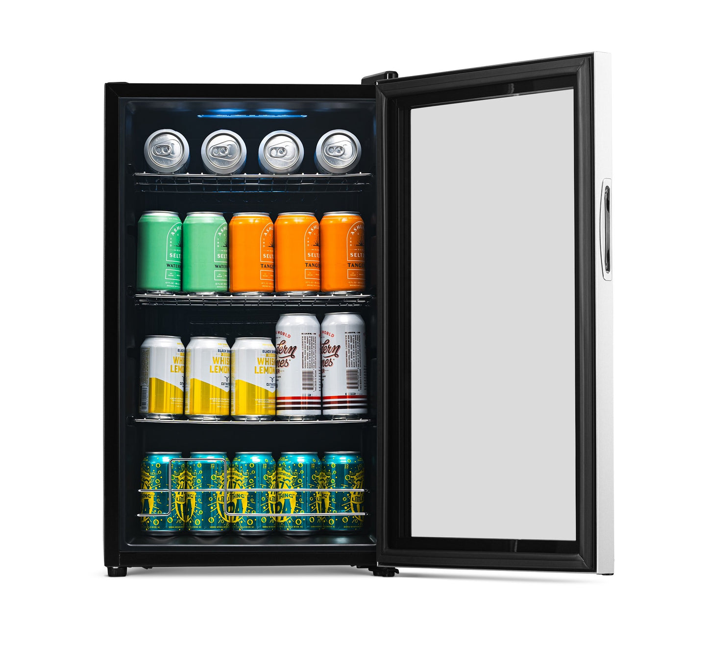 Newair 100 Can Beverage Fridge with Glass Door, Small Freestanding Mini Fridge in Stainless Steel AB-1000-Beverage Fridges-The Wine Cooler Club