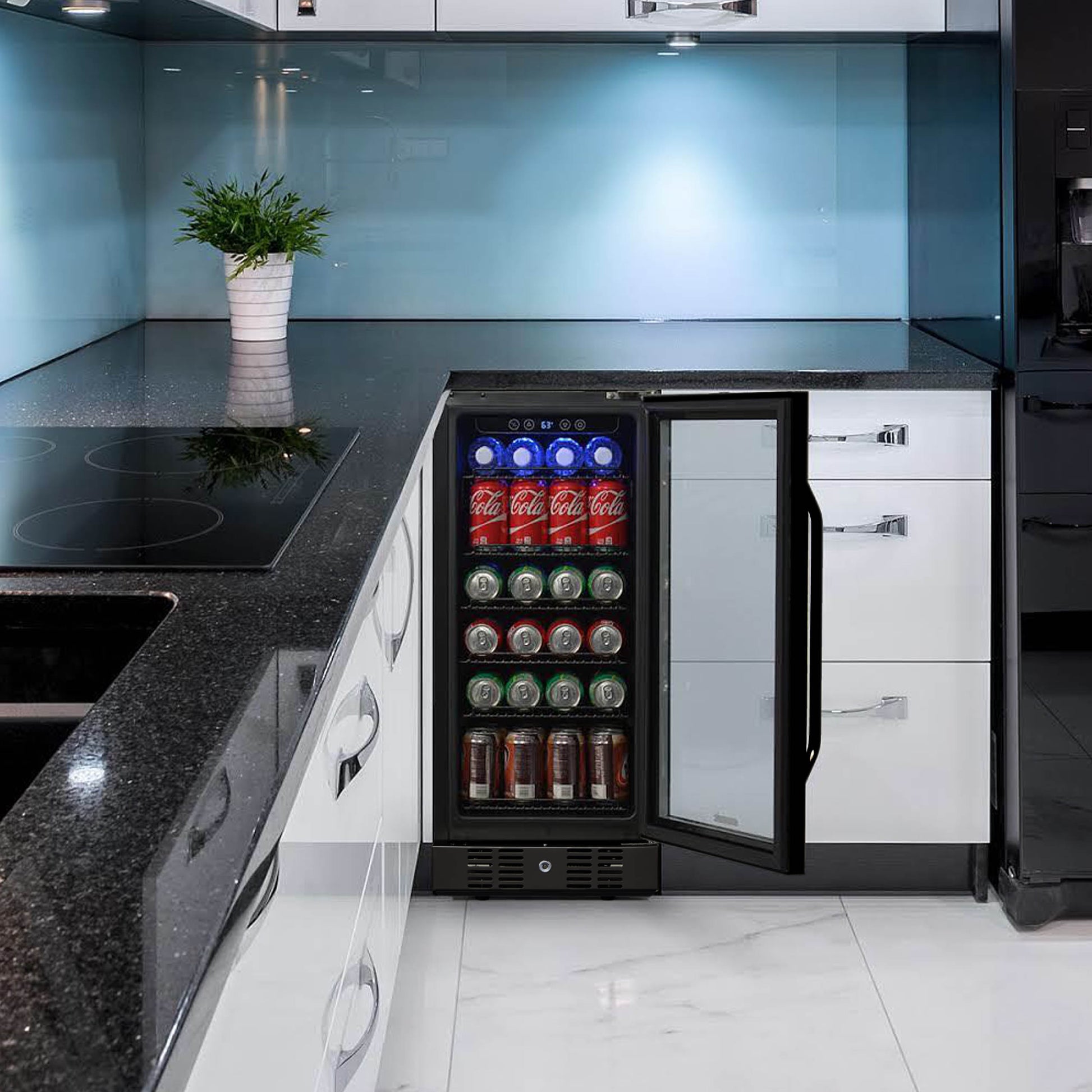 Newair 15” Built-in 96 Can Beverage Fridge in Black Stainless Steel NBC096BS00-Beverage Fridges-The Wine Cooler Club