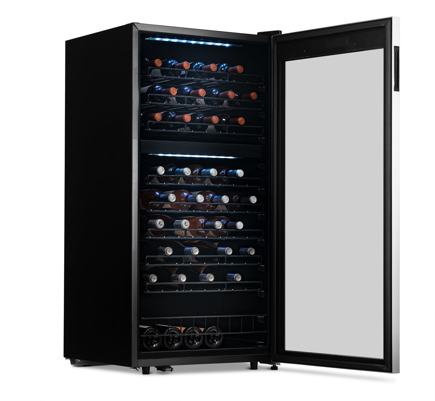 Newair Freestanding 76 Bottle Dual Zone Wine Fridge with Low-Vibration Ultra-Quiet Inverter Compressor and Adjustable Racks NWC076SS00-Wine Fridges-The Wine Cooler Club