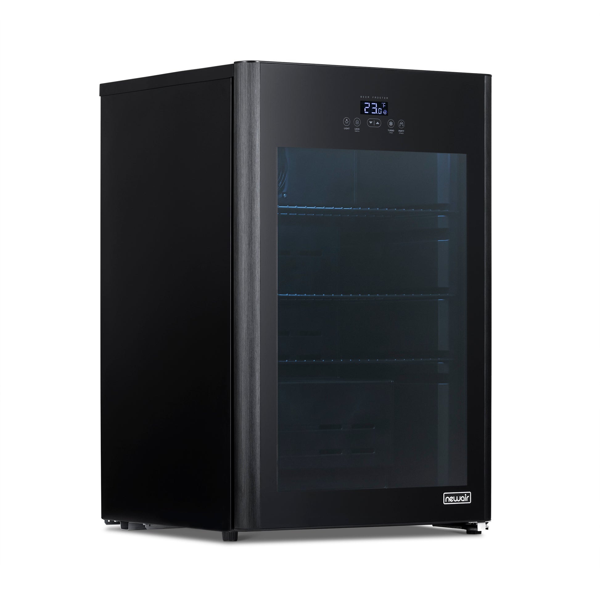 Newair Froster 125 Can Freestanding Beverage Fridge in Black, Chills Down to 23 Degrees NBF125BK00-Beverage Fridges-The Wine Cooler Club