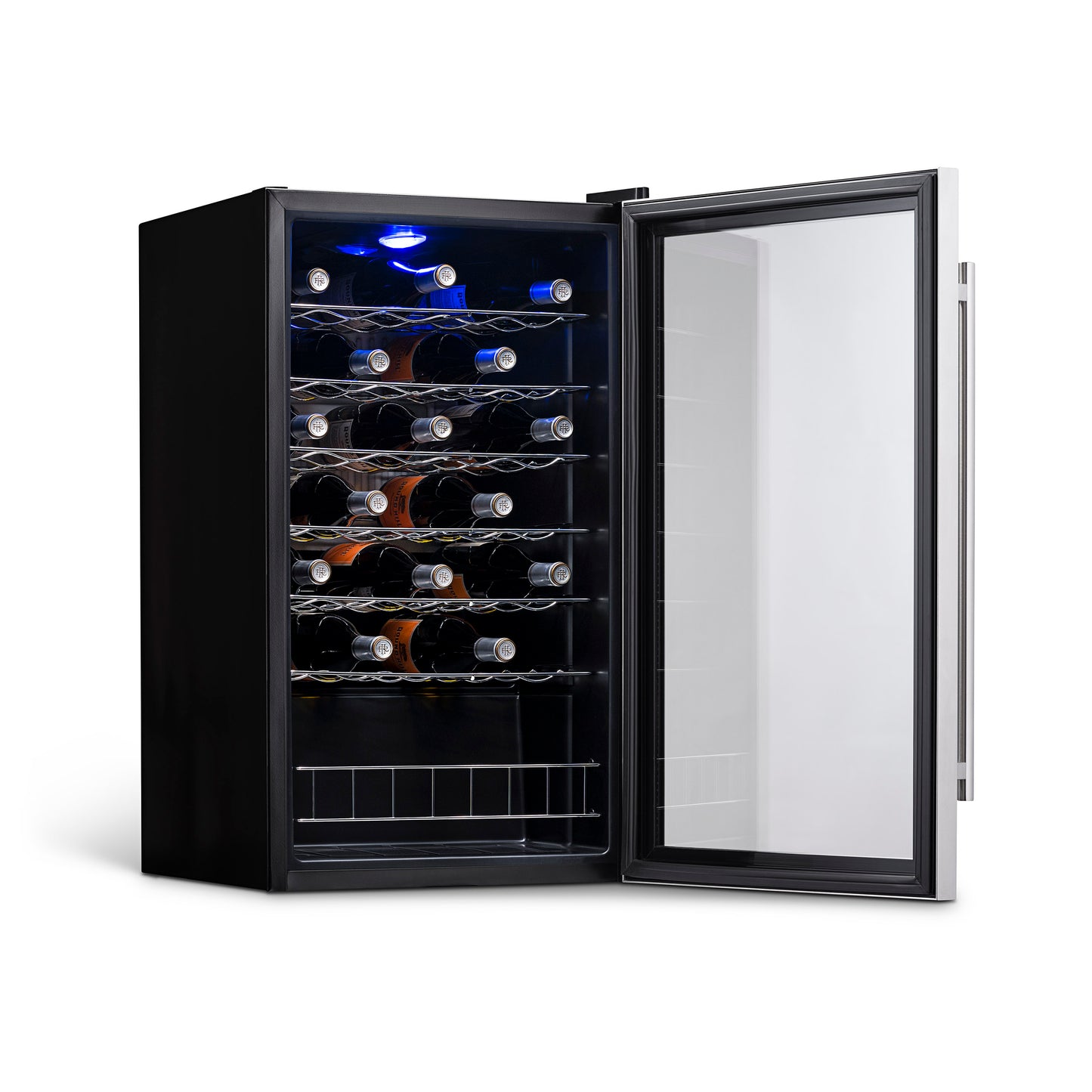 Newair Freestanding 33 Bottle Compressor Wine Fridge in Stainless Steel, Adjustable Chrome Racks AWC-330E-Wine Fridges-The Wine Cooler Club
