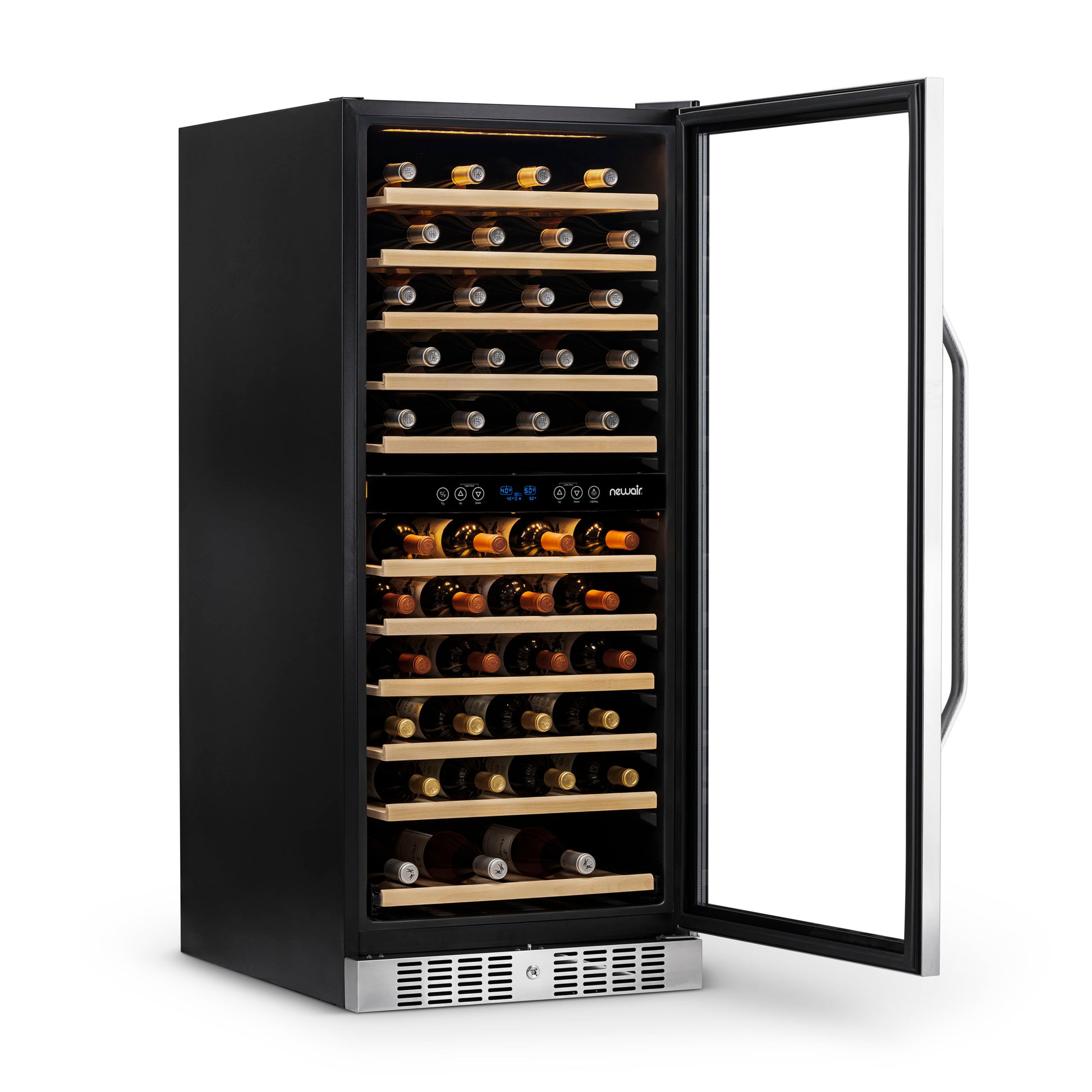 Newair 27” Built-in 116 Bottle Dual Zone Compressor Wine Fridge in Stainless Steel, Quiet Operation with Smooth Rolling Shelves AWR-1160DB-Wine Fridges-The Wine Cooler Club
