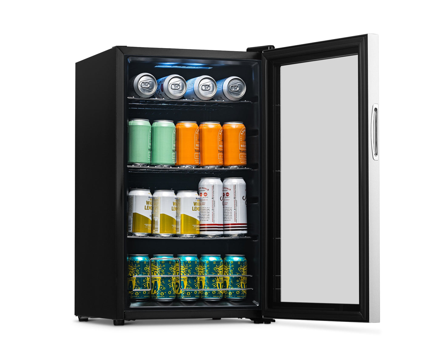 Newair 100 Can Beverage Fridge with Glass Door, Small Freestanding Mini Fridge in Stainless Steel AB-1000-Beverage Fridges-The Wine Cooler Club