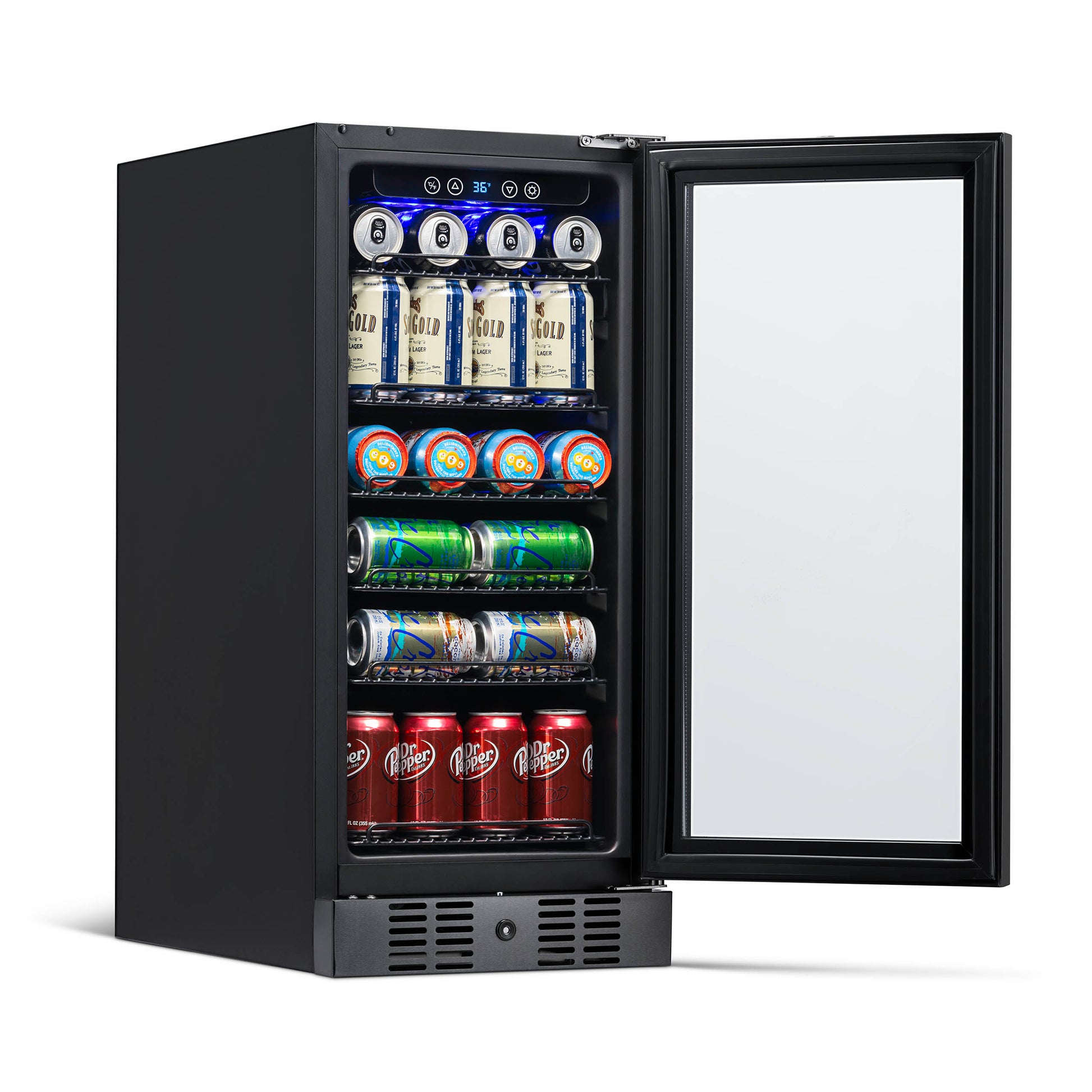 Newair 15” Built-in 96 Can Beverage Fridge in Black Stainless Steel NBC096BS00-Beverage Fridges-The Wine Cooler Club