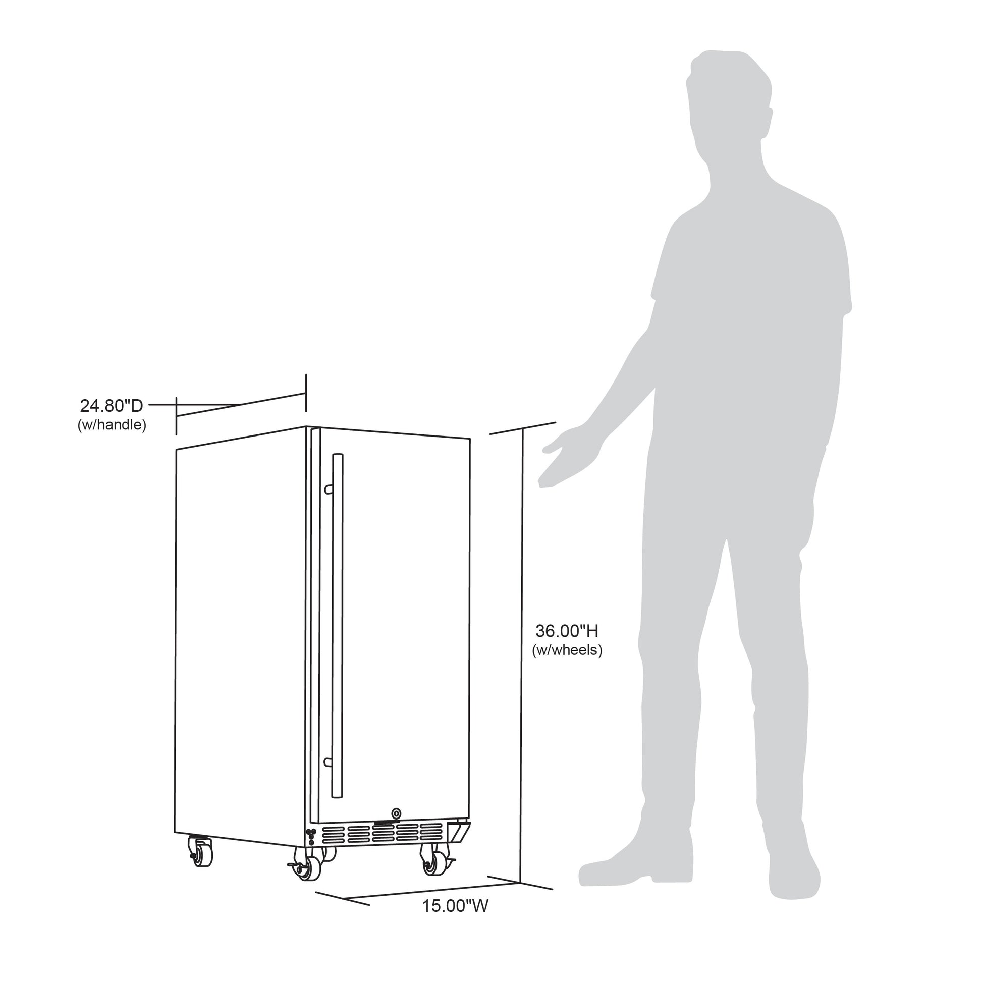 Newair 15” Built-in 90 Can Outdoor Beverage Fridge in Weatherproof Stainless Steel with Auto-Closing Door and Easy Glide Casters NOF090SS00-Beverage Fridges-The Wine Cooler Club