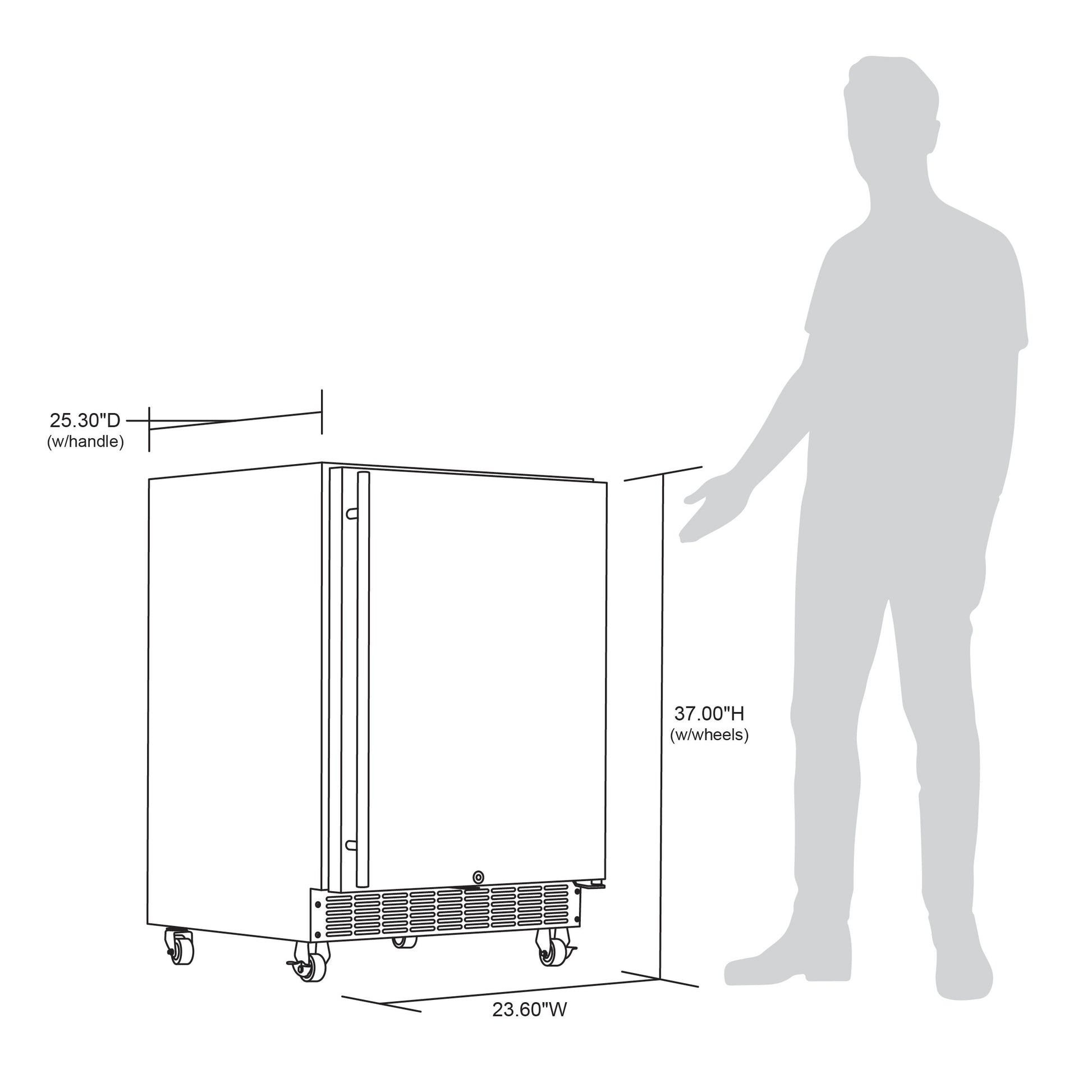 Newair 24” Built-in 160 Can Outdoor Beverage Fridge in Weatherproof Stainless Steel with Auto-Closing Door and Easy Glide Casters NOF160SS00-Beverage Fridges-The Wine Cooler Club