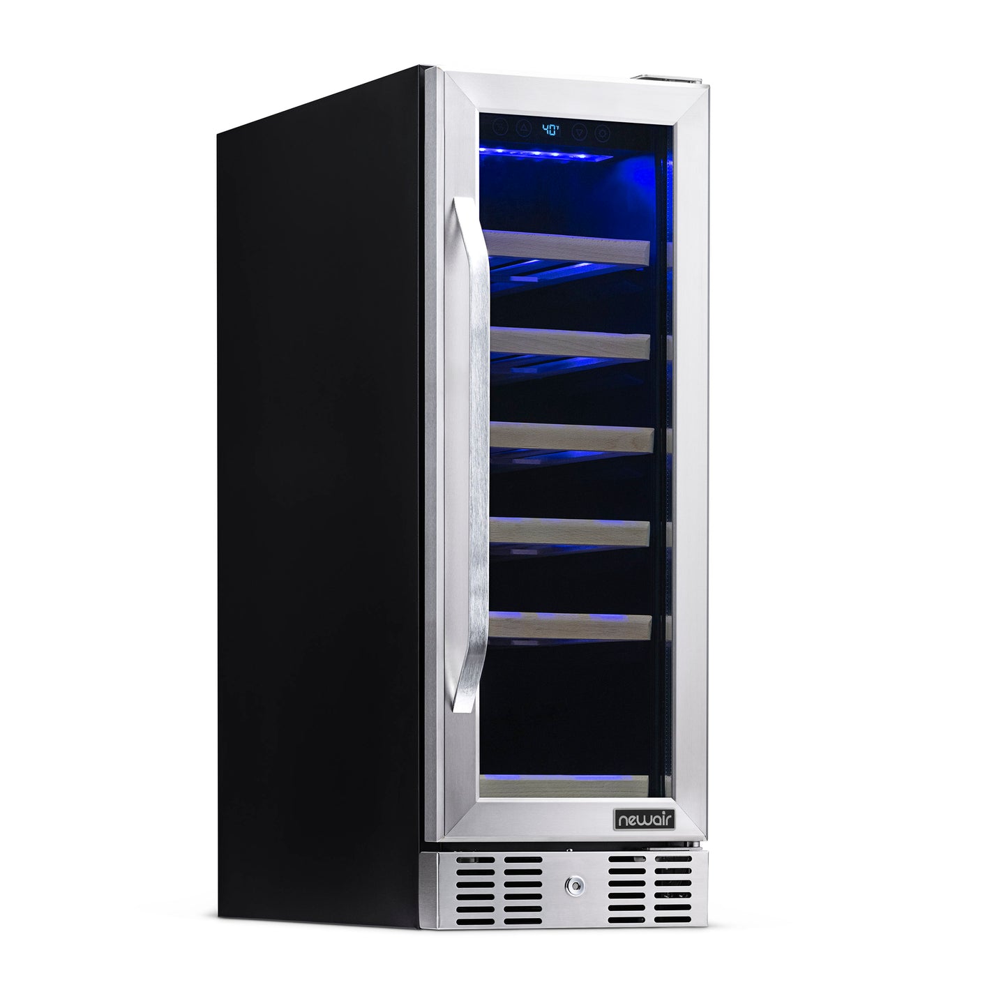 Newair 12" Built-In 19 Bottle Wine Fridge in Stainless Steel, with Premium Beech Wood Shelves AWR-190SB-Wine Fridges-The Wine Cooler Club