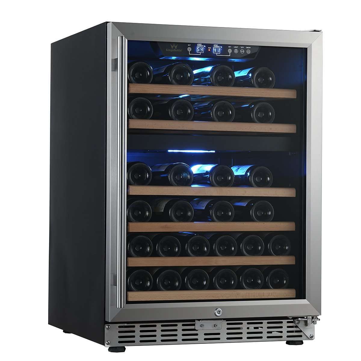 Kingsbottle 24" Dual Zone Built-in Wine Cooler | Triple Glassdoor With Two Low-E KBUSF54D-SS-Wine Coolers-The Wine Cooler Club