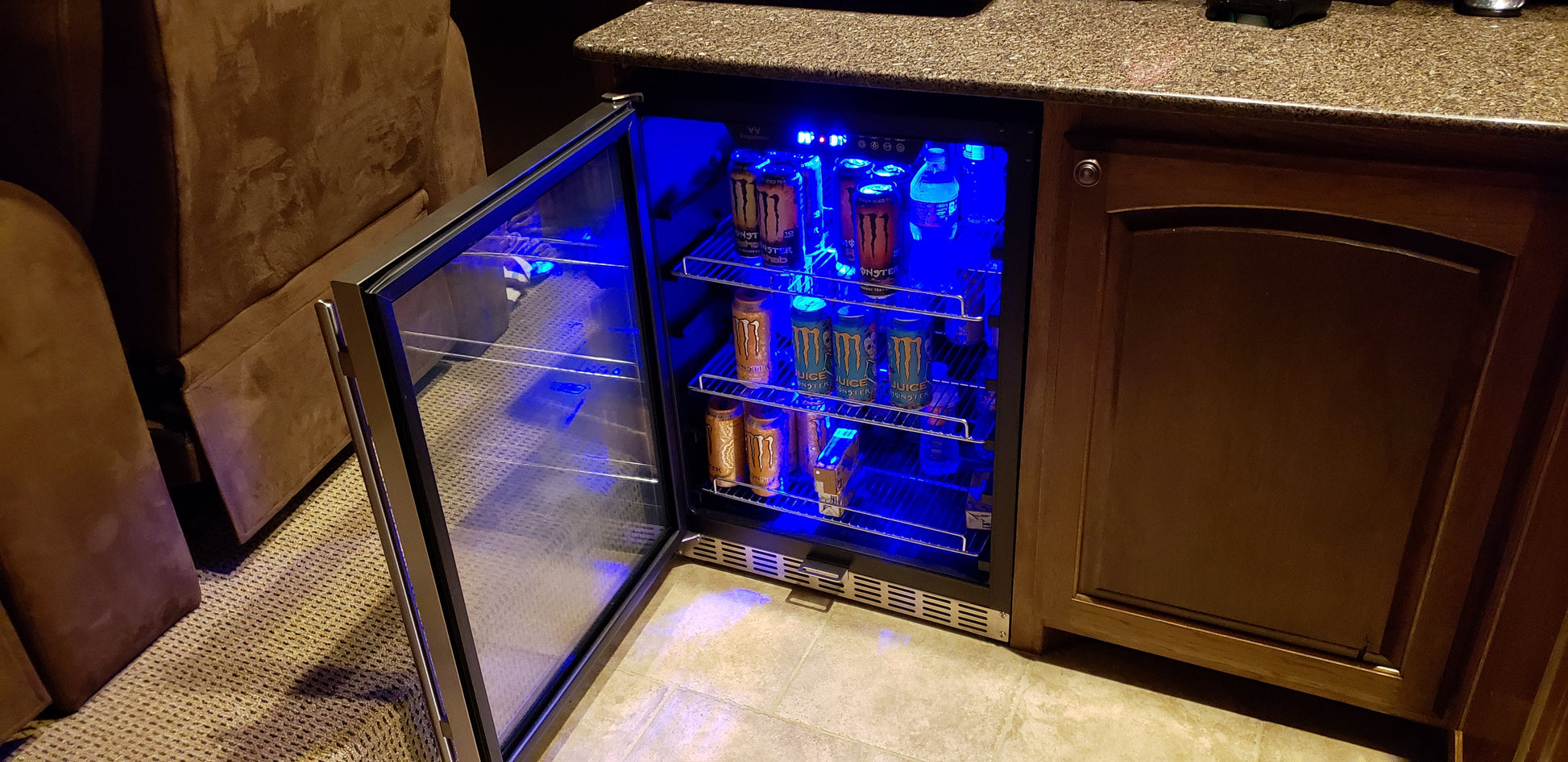 Kingsbottle 24 inch Beverage Refrigerator | Triple Glassdoor With Two Low-E KBUSF54B-SS-Wine Coolers-The Wine Cooler Club
