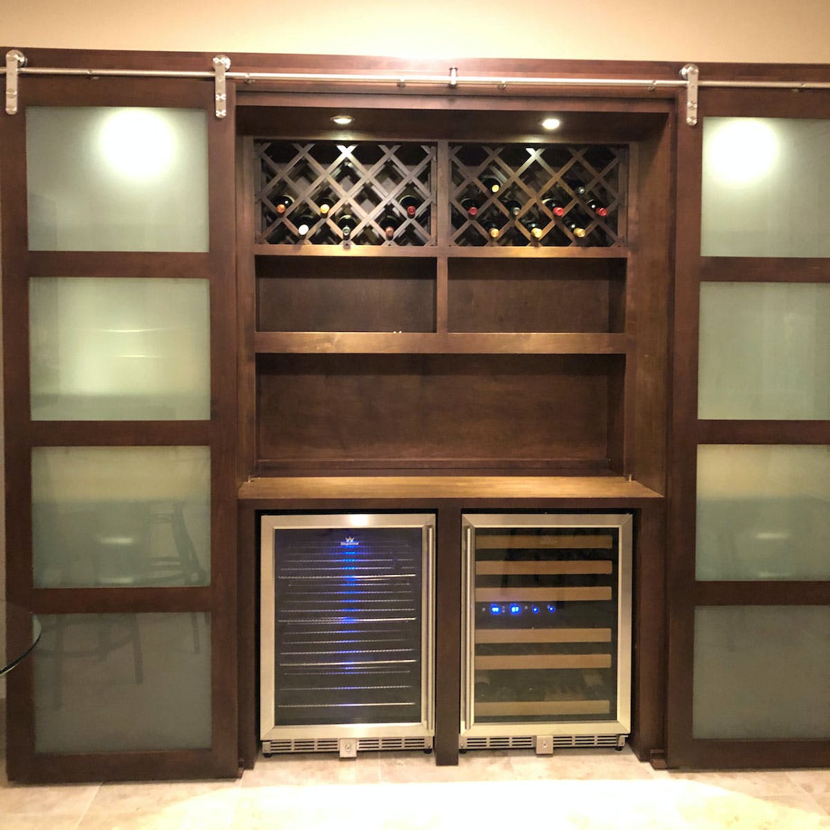 Kingsbottle 48 Inch Glass Door Wine And Beverage Fridge Center Built In KBU50BW3-FG-Wine Coolers-The Wine Cooler Club
