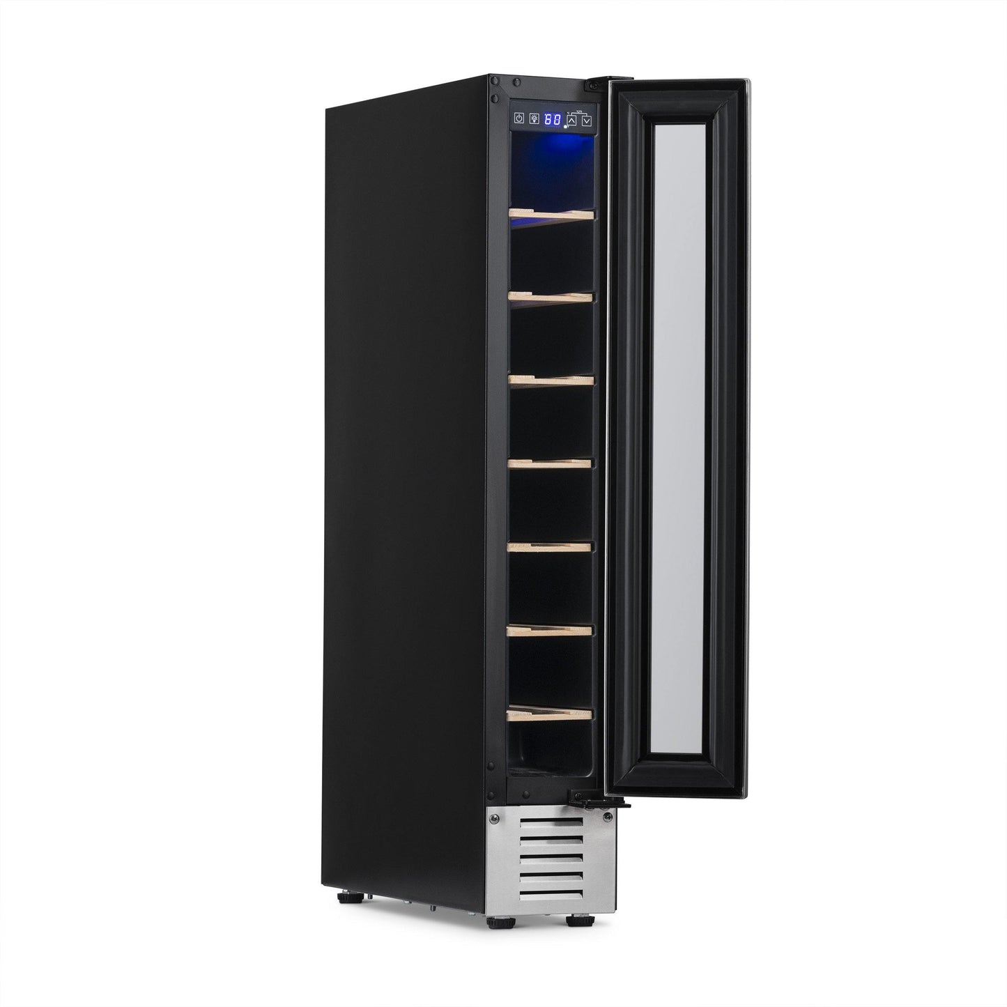 Newair 6" Built-In 7 Bottle Compressor Wine Fridge in Stainless Steel, Compact Size with Precision Digital Thermostat and Premium Beech Wood Shelves-Wine Fridges-The Wine Cooler Club