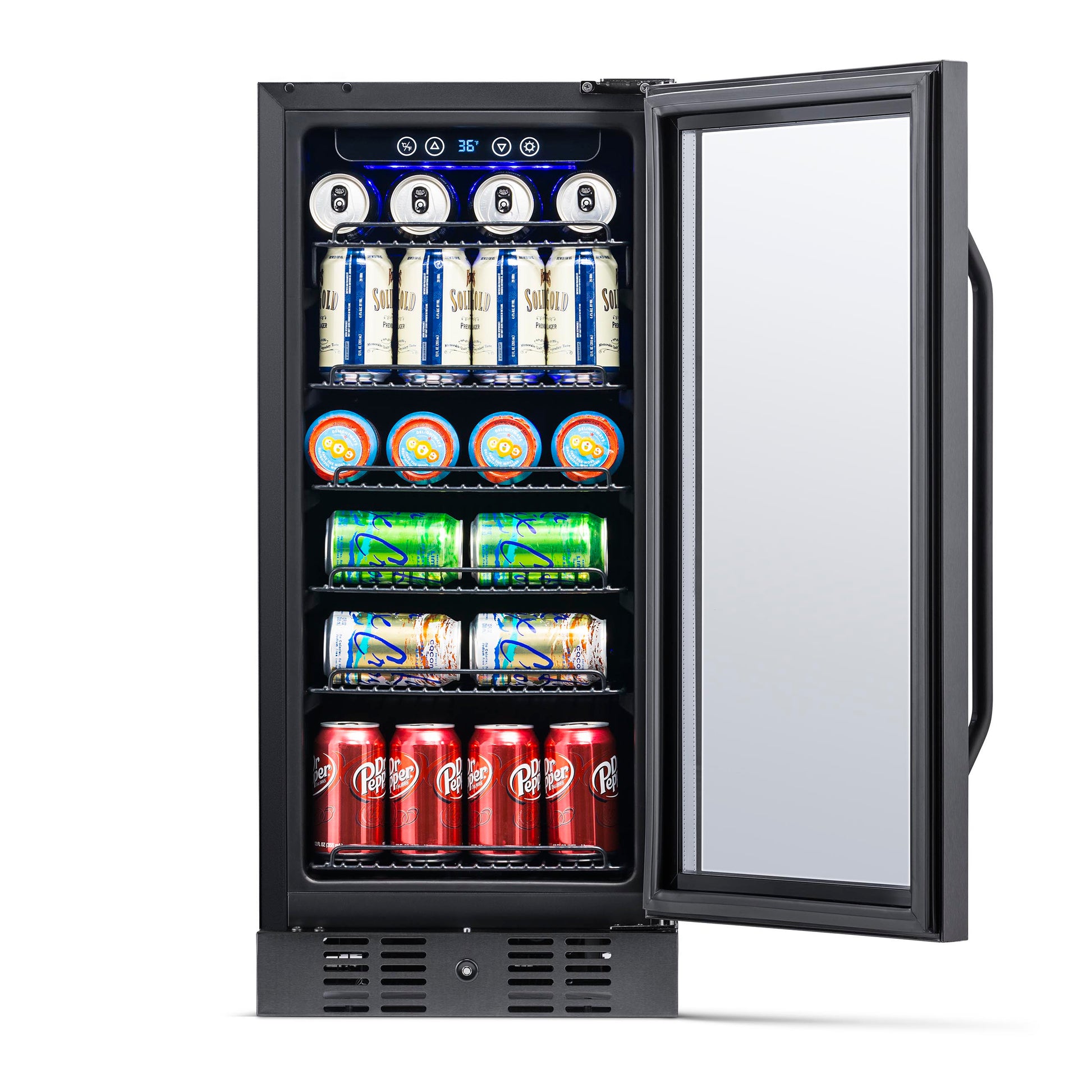 Newair 15” Built-in 96 Can Beverage Fridge in Black Stainless Steel NBC096BS00-Beverage Fridges-The Wine Cooler Club