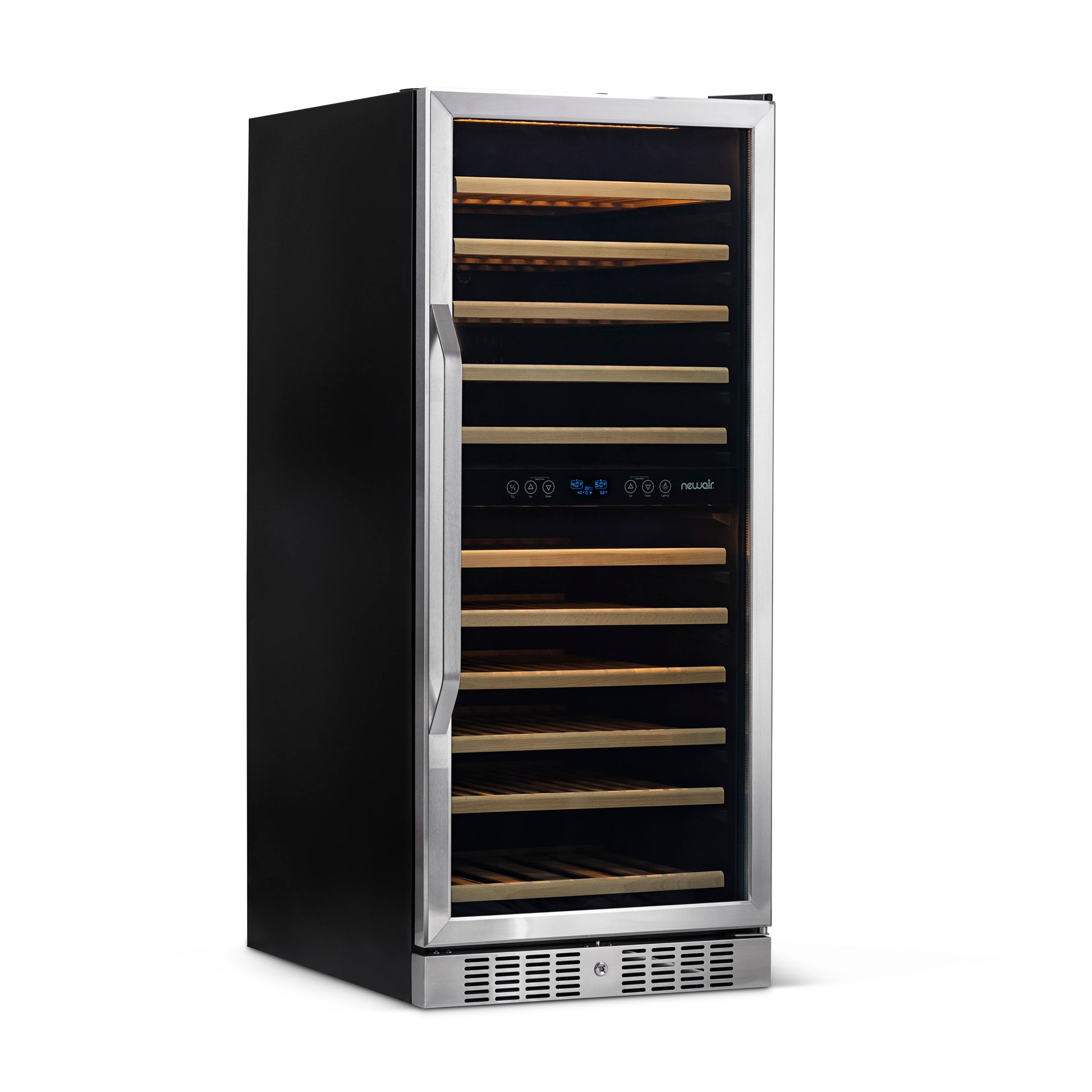 Newair 27” Built-in 116 Bottle Dual Zone Compressor Wine Fridge in Stainless Steel, Quiet Operation with Smooth Rolling Shelves AWR-1160DB-Wine Fridges-The Wine Cooler Club