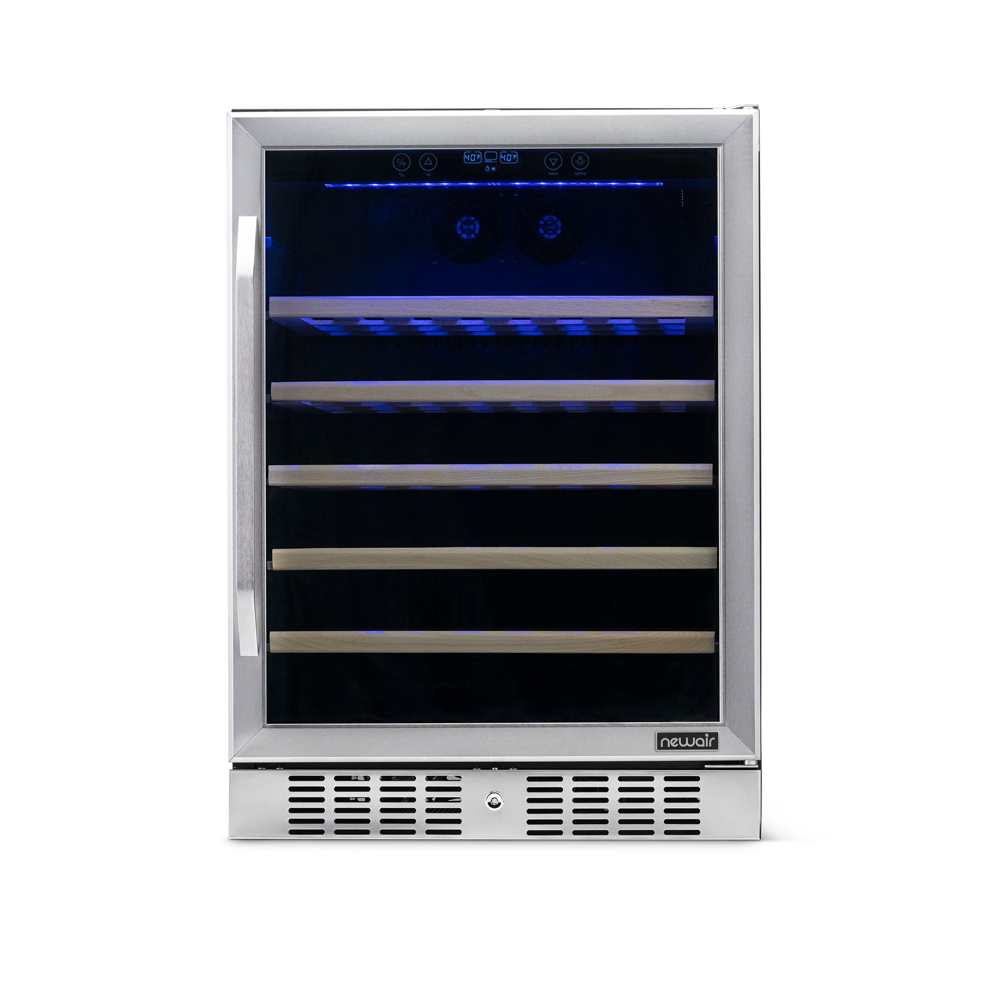 Newair 24" Built-In 52 Bottle Compressor Wine Fridge in Stainless Steel with Premium Beech Wood Shelves AWR-520SB-Wine Fridges-The Wine Cooler Club